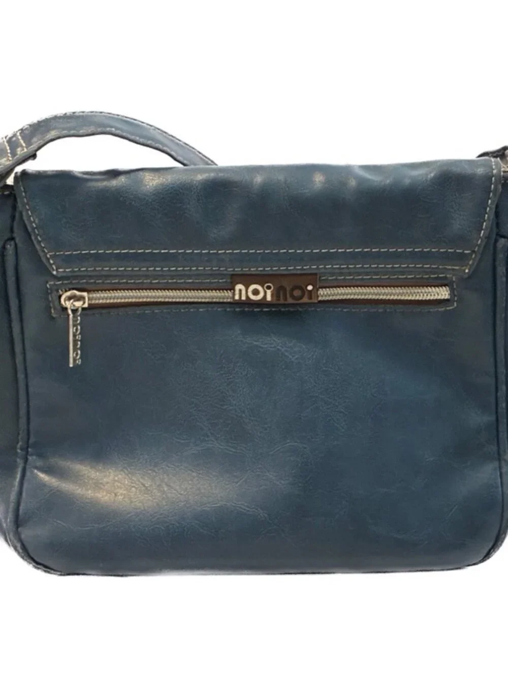 Noi Noi Slate Blue Vegan Leather Crossbody Messenger Bag